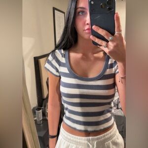 Hollister Navy and White Striped Top